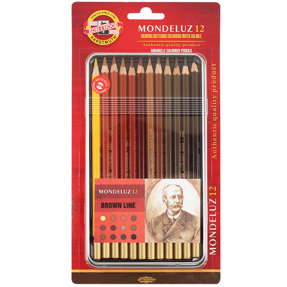 Lápis Aquarelável Mondeluz 12 cores Tons de Marrom